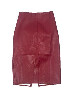 Lulus Faux Red Leather Pencil Skirt Sz XS Edgy Chic Night Out Bold Statement